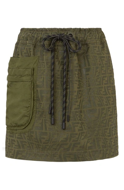 Shop Fendi X Sarah Coleman Ff Vertigo Stretch Cotton Cargo Skirt In Globe