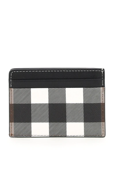 Shop Burberry E-canvas Credit Card Holder In White,black