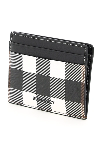 Shop Burberry E-canvas Credit Card Holder In White,black