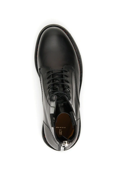 R13 Platform Leather Ankle Boots In Black,orange
