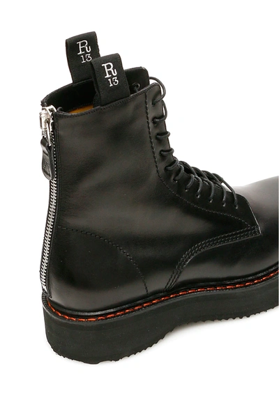 R13 Platform Leather Ankle Boots In Black,orange