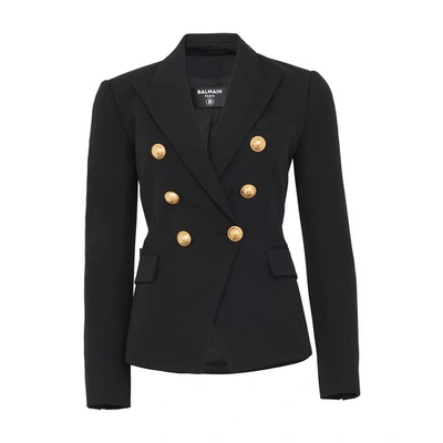 Shop Balmain 6-button Jacket In 0pa Noir