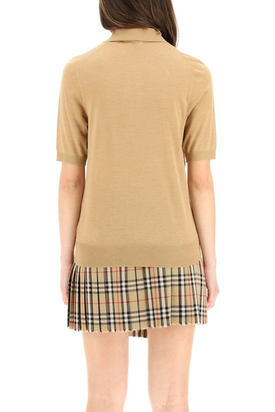Shop Burberry Madeline Polo Shirt With Monogram In Beige