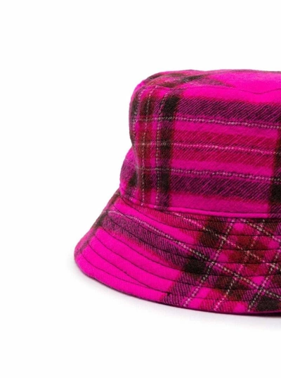 Shop Philosophy Di Lorenzo Serafini Tartan Pink Wool Hat In Fuxia