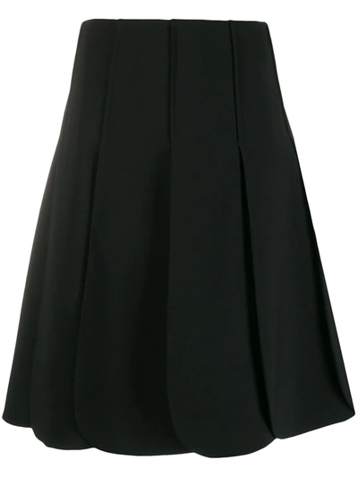 Shop Valentino Pleated A-line Skirt In Black