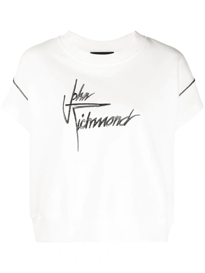 Shop John Richmond Logo-embroidered Sweatshirt In White