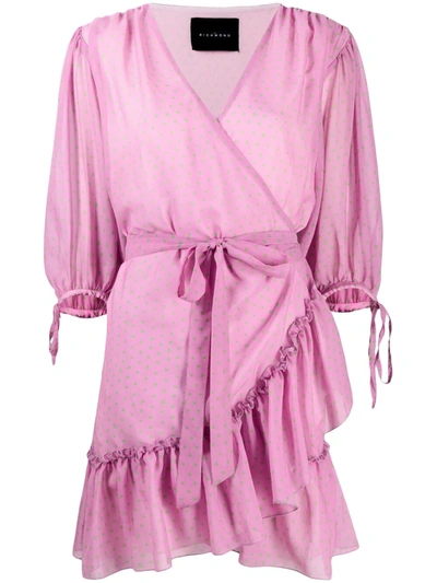 Shop John Richmond Polka-dot Wrap Dress In Pink