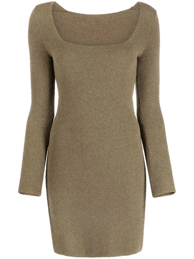 Shop Nanushka Leah Square-neck Knitted Dress In Green