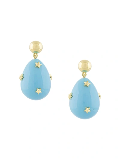 Eshvi Mini Star Drop Earrings In 蓝色