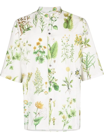 Shop Ferragamo Floral-print Short-sleeve Shirt In White