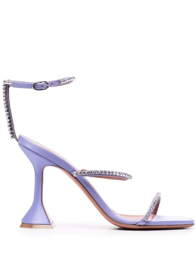 Shop Amina Muaddi Gilda Embellished Sandals In Purple