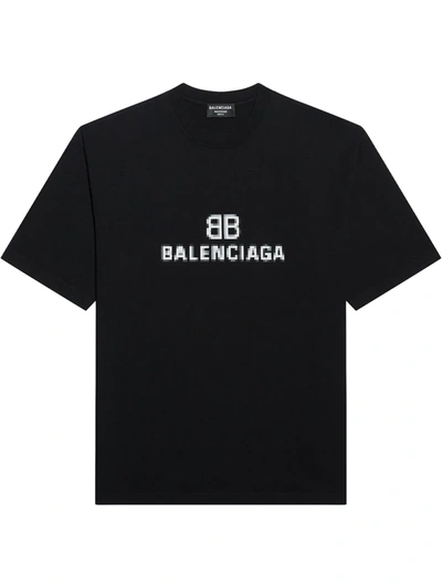 Shop Balenciaga Logo-print Short-sleeve T-shirt In Black ,white