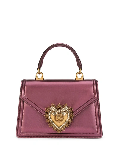 Shop Dolce & Gabbana Small Devotion Nappa-leather Shoulder Bag In Red