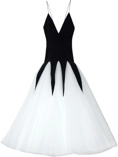Shop Carolina Herrera Cut-out Tulle-layered Gown In Black