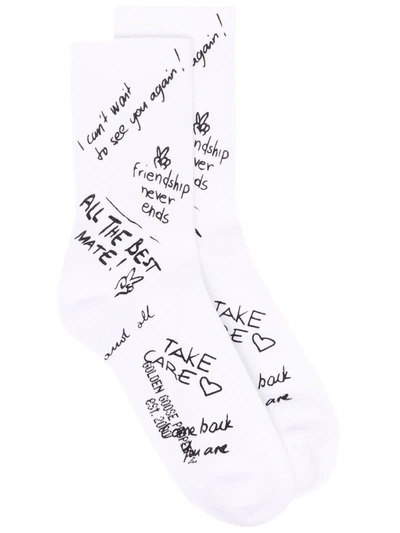 Golden Goose Scribble-print Socks In White