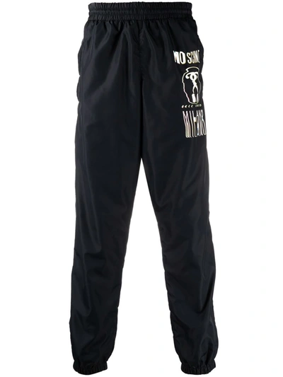 Moschino Warped Glitch Artworks Print Track Pants In Black