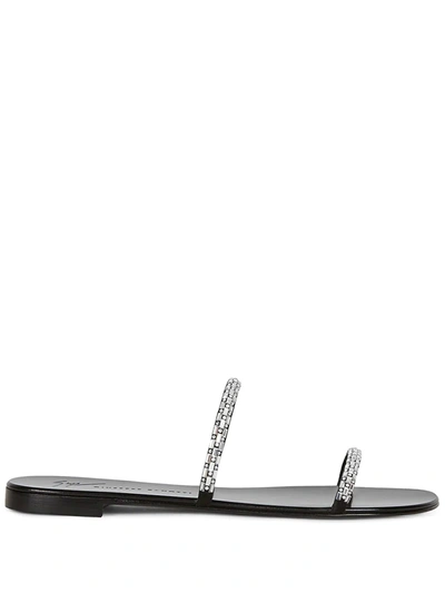 Shop Giuseppe Zanotti Mauritia Embellished Flat Sandals In Black