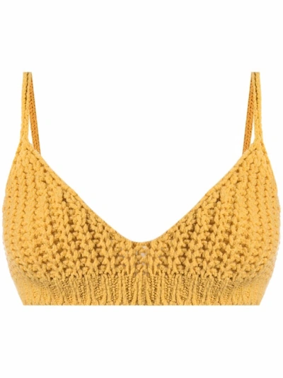 Shop Alanui Knitted Bralette Top In Yellow