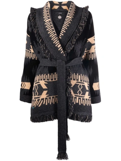 Shop Alanui Jacquard-pattern Cardi-coat In Black