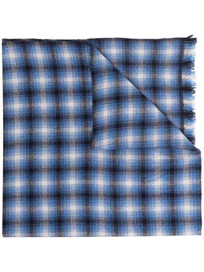 Shop Isabel Marant Dash Checked Wool-cashmere Scarf In Blue
