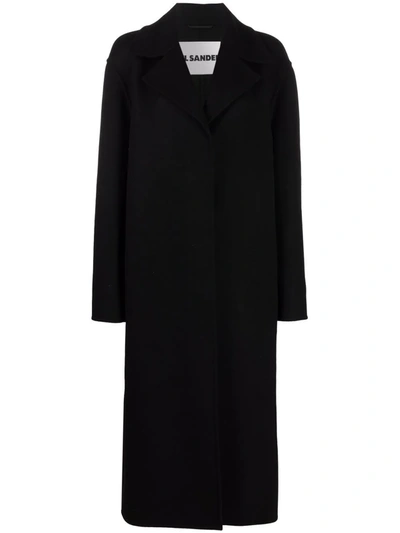 Shop Jil Sander Long Virgin Wool Coat In Black