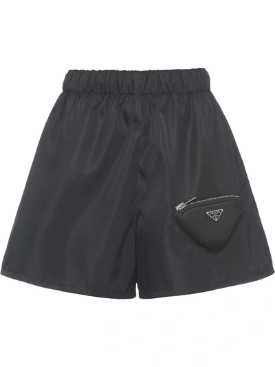 Shop Prada Re-nylon Pouch Shorts In Black