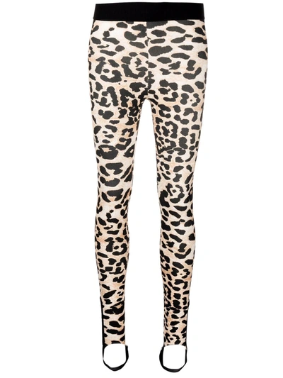 Shop Rabanne Leopard Print Leggings In Brown