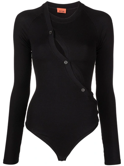 Shop Alix Nyc Pearson Button-embellished Jersey Bodysuit In Black