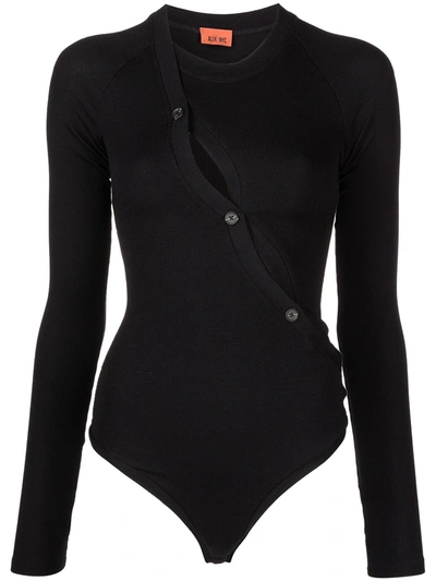 Alix Nyc Pearson Button-embellished Jersey Bodysuit In Black