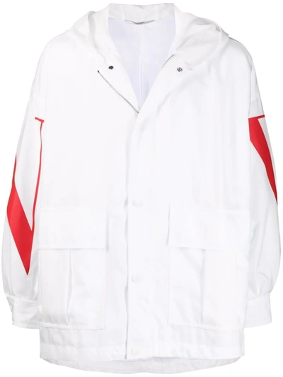 Shop Valentino Vltn Print Zip-up Jacket In White