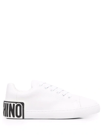 Shop Moschino Logo-print Low-top Sneakers In White