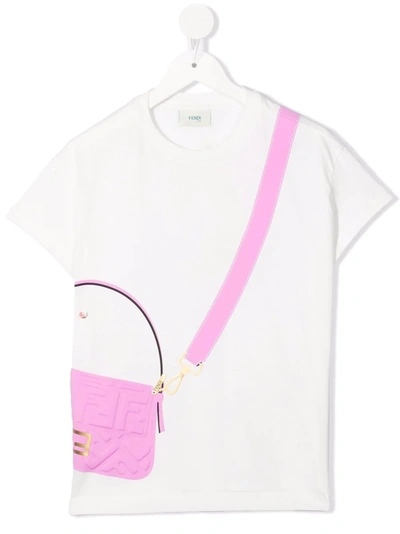 Shop Fendi Baguette-print Cotton T-shirt In White