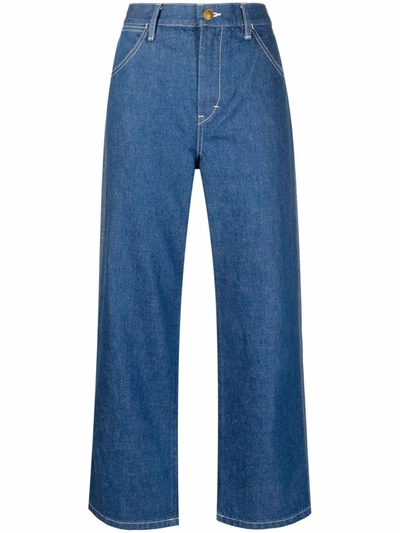 Shop Tory Burch Cropped Denim Jeans In Blue