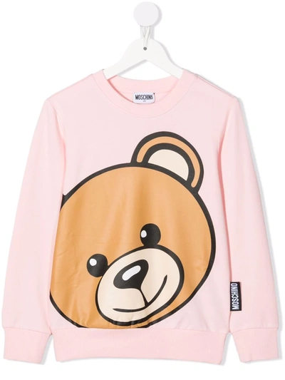 Shop Moschino Teddy Bear-print Cotton Sweatshirt In Pink