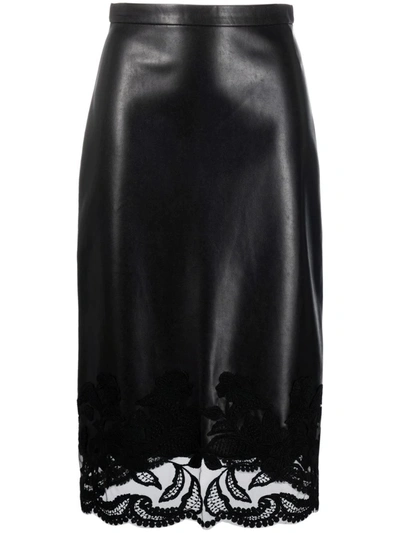 Shop Ermanno Scervino Lace-trim Pencil Skirt In Black