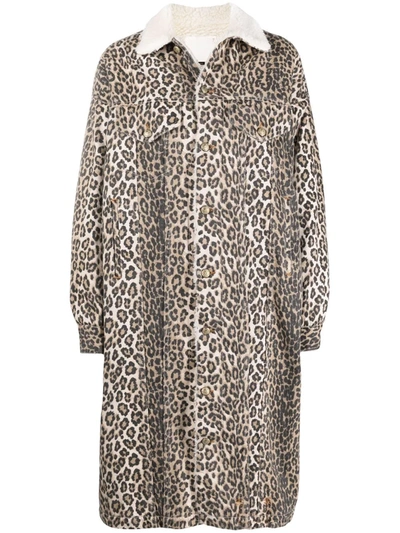 Shop R13 Lyle Leopard-print Trucker Coat In Neutrals