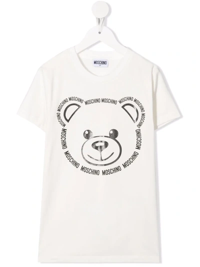 Shop Moschino Teddy Bear-print Stretch-cotton T-shirt In White