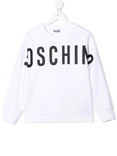 Shop Moschino Logo-print Stretch-cotton Sweatshirt In White