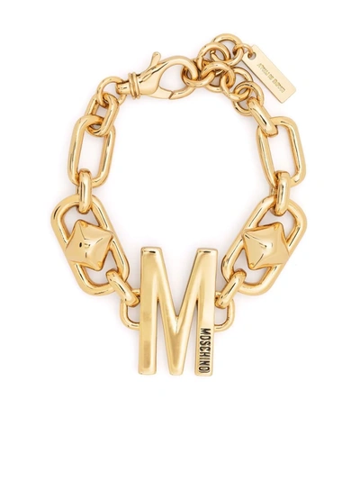 Shop Moschino M-charm Chain Bracelet In 金色