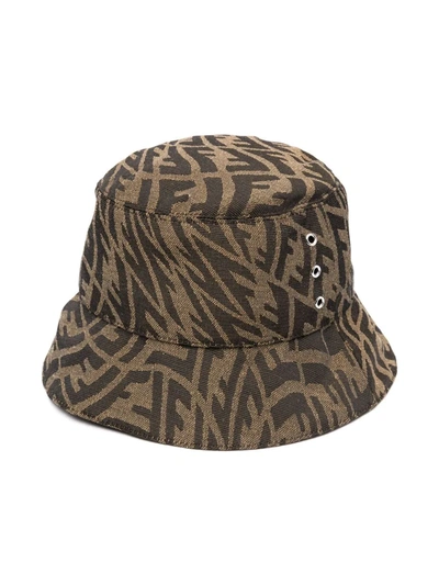 Shop Fendi Logo-embroidered Bucket Hat In 褐色