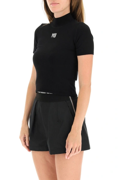 Shop Alexander Wang Cropped Top With Logo In Black