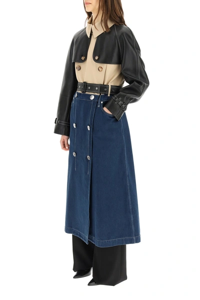 Shop Burberry Denim Trench Coat With Inserts In Mixed Colours