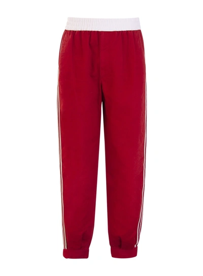 Shop Gucci Military Cotton Drill Trousers With Buckles In Rosso