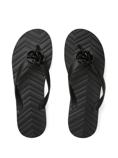 Gucci Women's Chevron Thong Sandal In Black | ModeSens