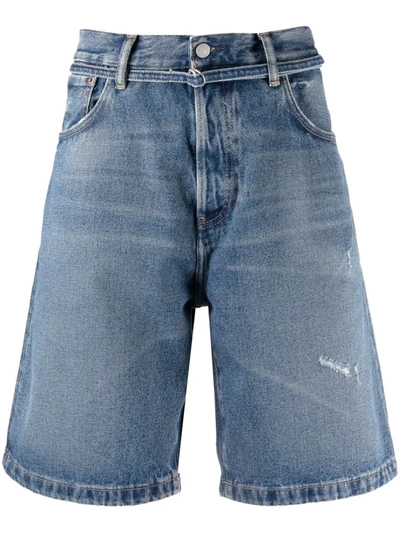 Shop Acne Studios Distressed Denim Shorts In Blue