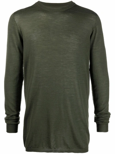 Rick Owens Green Cashmere Biker Crewneck Sweater In Green