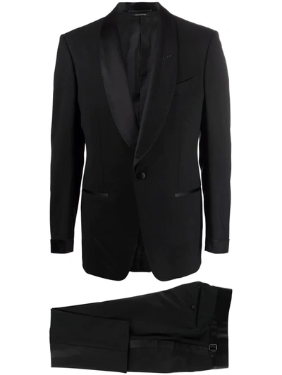 Shop Tom Ford Satin-trim Suit In Black