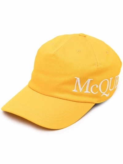 Shop Alexander Mcqueen Logo Embroidered Cap In Yellow