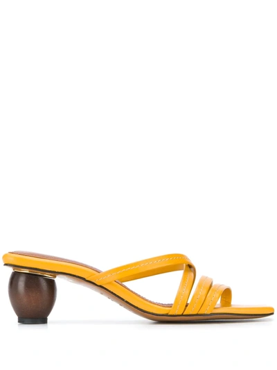 Shop Souliers Martinez Alcaniz Strappy Slip-on Sandals In Yellow