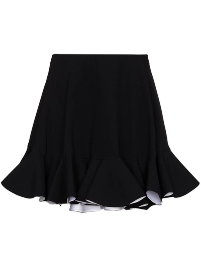 Shop Versace Ruffle-hem Miniskirt In Black